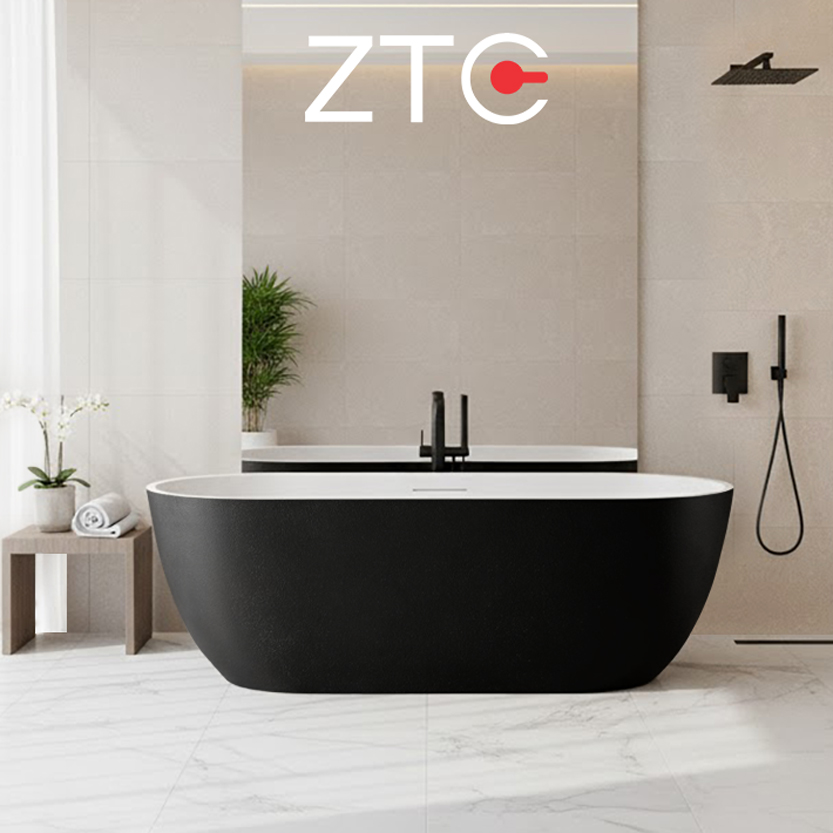 Bồn tắm nằm Venus Freestanding Stone Bath ZTC-D002 (Black & White)