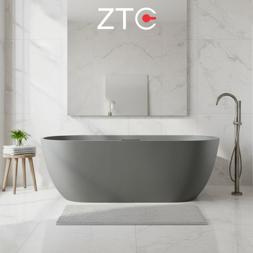 Bồn tắm nằm Venus Freestanding Stone Bath ZTC-D002 (Cement-Grey)