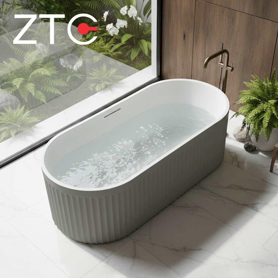 Bồn tắm nằm Roman Freestanding Stone Bath ZTC-D006 (Cement-Grey & White)
